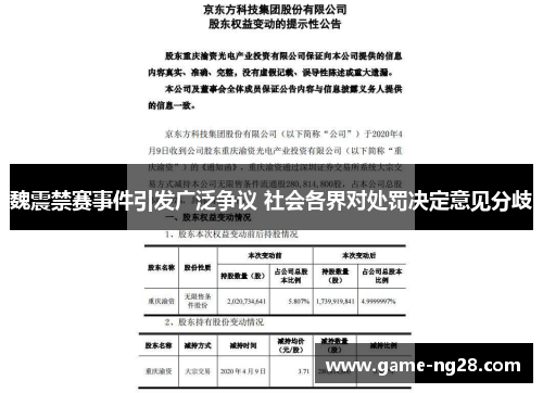魏震禁赛事件引发广泛争议 社会各界对处罚决定意见分歧